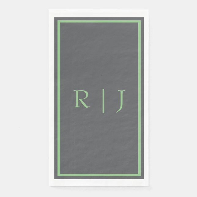 Monogramm Anfangsbuchstabe Salbei Grün Grau Kühl H Serviette (Vorderseite)