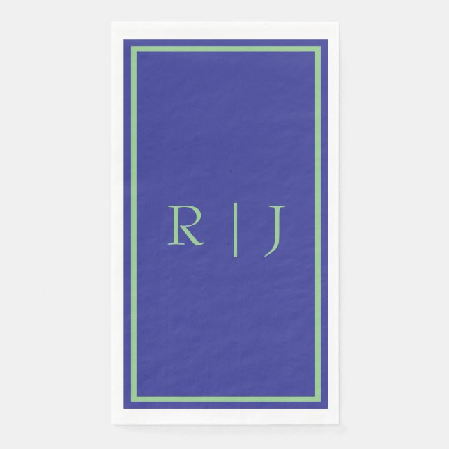 Monogramm Anfangsbuchstabe Salbeigrün Navyblau Coo Serviette (Vorderseite)