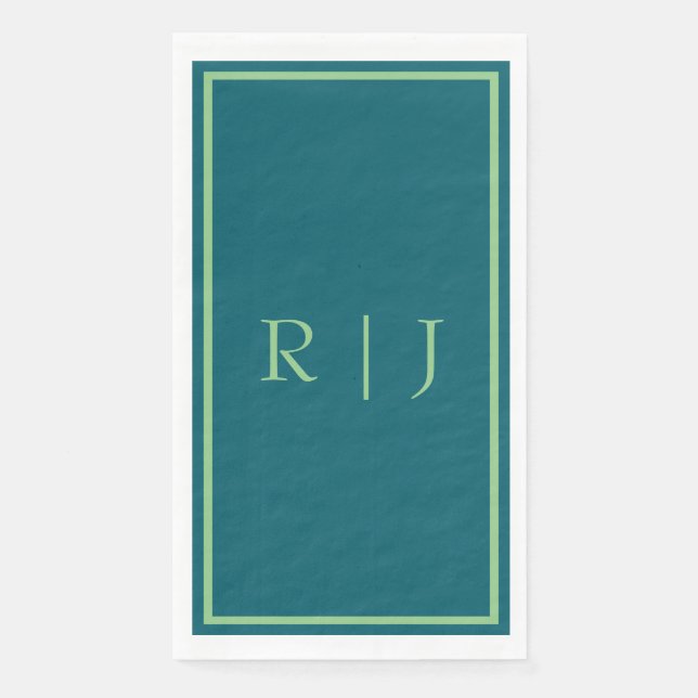Monogramm Anfangsbuchstabe Salbeigrün Smaragdgrün  Serviette (Vorderseite)