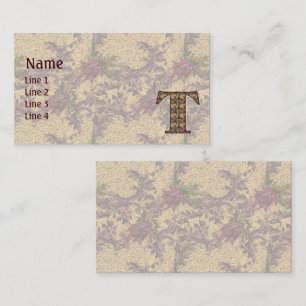 Monogramm Anfangsbuchstabe T Elegant Vintage Blume Visitenkarte