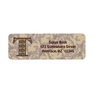 Monogramm Anfangsbuchstabe T Vintage Blumen Rückse