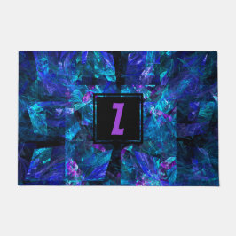 Monogramm Anfangsbuchstabe über Leuchtblau Fußmatte