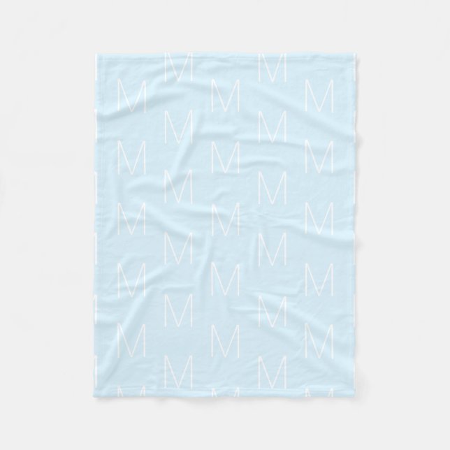 Monogramm Anfangsbuchstaben blau blau Fleecedecke (Vorderseite)