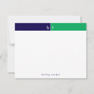 Monogramm Anfangsbuchstaben Blau Grün Band Schreib Mitteilungskarte