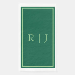 Monogramm Anfangsbuchstaben Dunkelgrün Salbei Cool Serviette