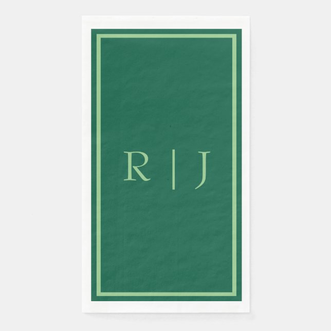 Monogramm Anfangsbuchstaben Dunkelgrün Salbei Cool Serviette (Vorderseite)