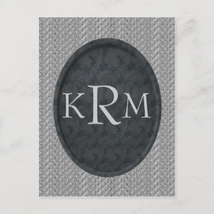 Monogramm Anfangsbuchstaben Elegant Schwarz Floral Postkarte