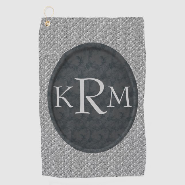 Monogramm Anfangsbuchstaben Elegantes schwarzes Bl Golfhandtuch (Vorderseite)
