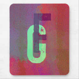 Monogramm Anfangsbuchstaben Grunge Funky Lila Grün Mousepad