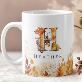 Monogramm Anfangsbuchstaben H Herbstleaves Kaffeetasse