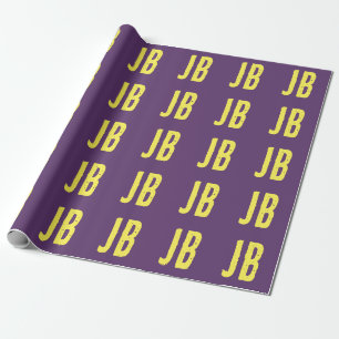 Monogramm Anfangsbuchstaben Indigo Gelb Minimalist Geschenkpapier