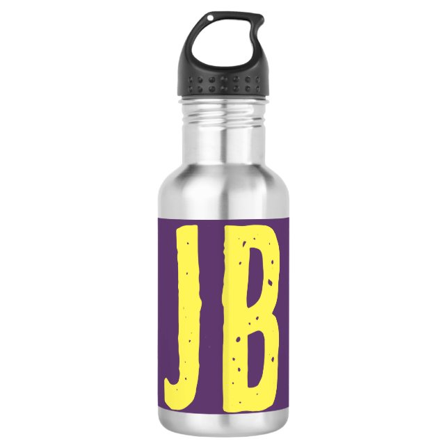 Monogramm Anfangsbuchstaben Indigogelb Minimalisti Edelstahlflasche (Vorderseite)