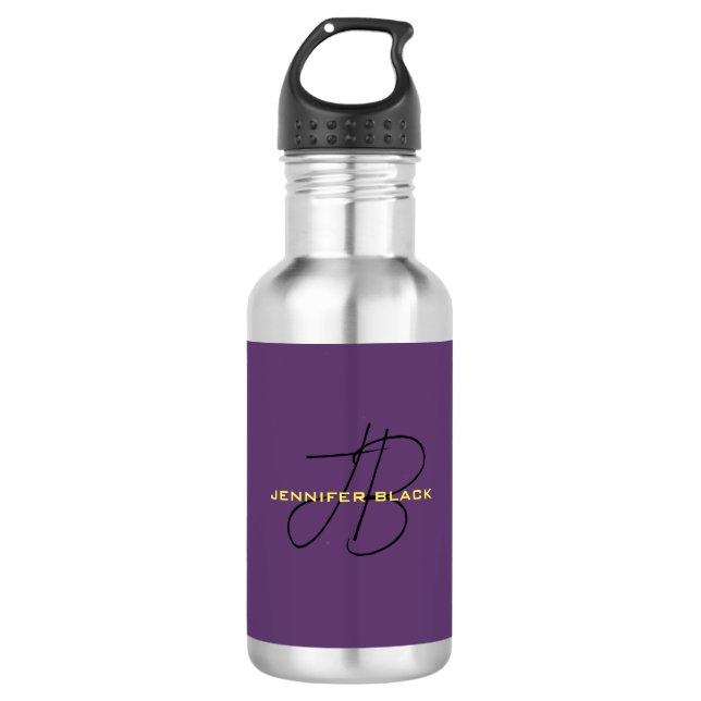Monogramm Anfangsbuchstaben Indizierung Minimalist Edelstahlflasche (Vorderseite)