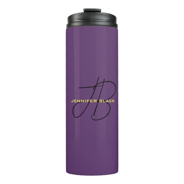 Monogramm Anfangsbuchstaben Indizierung Minimalist Thermosbecher (Vorderseite)