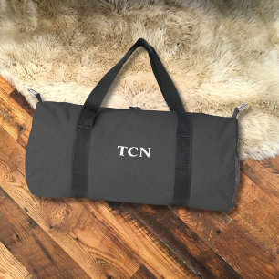 Monogramm Anfangsbuchstaben Name Grau Weiß Duffle Bag