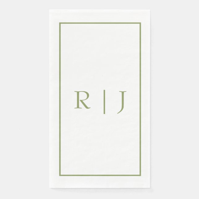 Monogramm Anfangsbuchstaben Name Moosgrün Elegante Serviette (Vorderseite)