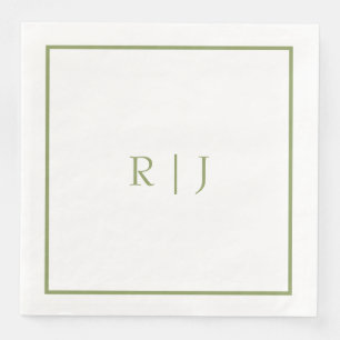 Monogramm Anfangsbuchstaben Name Moosgrün Moderne Serviette