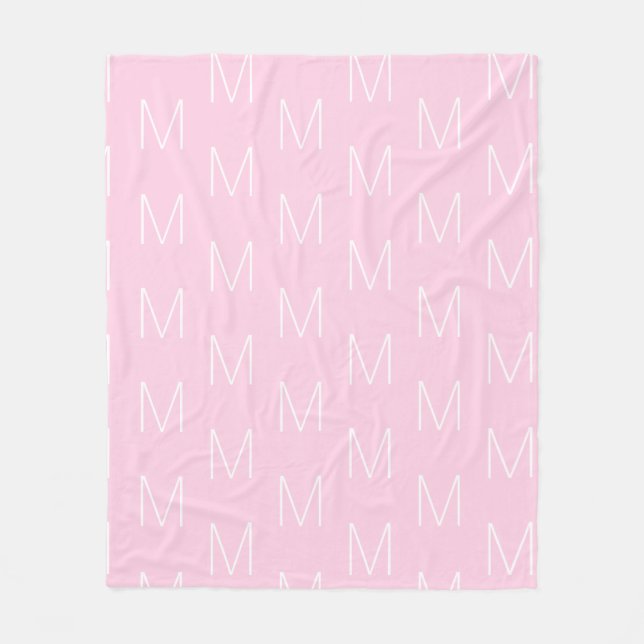 Monogramm Anfangsbuchstaben pink weiß anpassen Fleecedecke (Vorderseite)
