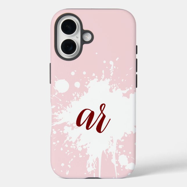 Monogramm Anfangsbuchstaben Puderrosa Weiß Spritze Case-Mate iPhone Hülle (Rückseite)