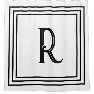 Monogramm Anfangsbuchstaben Schwarz Weiß Schrift D Duschvorhang