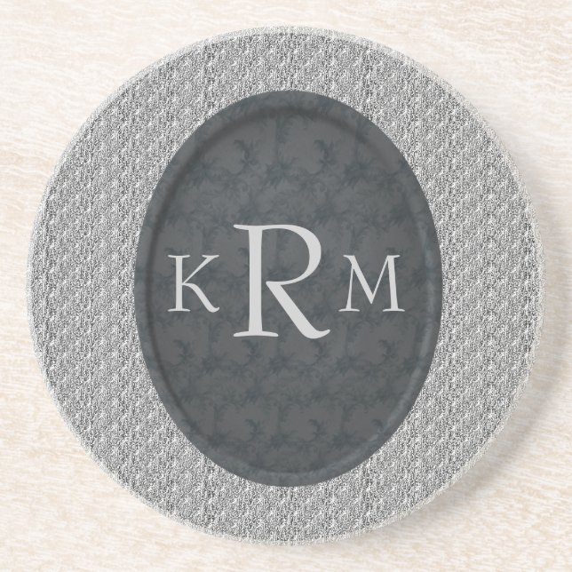 Monogramm Anfangsbuchstaben Schwarzes Floral Perso Getränkeuntersetzer (Vorne)