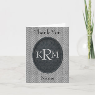 Monogramm Anfangsbuchstaben Schwarzes florales per Dankeskarte