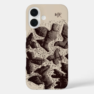 Monogramm Anfangsbuchstaben Vintage Retro Handgeze iPhone 16 Hülle