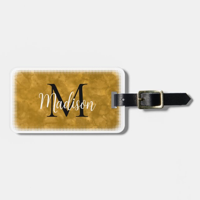 Monogramm Anfangsfarbe Individuelle Name Orange Wa Gepäckanhänger (Vorderseite horizontal)