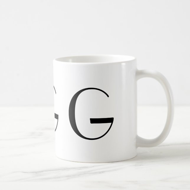 Monogramm Anfangsg schwarze u. weiße moderne Tasse (Rechts)