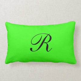 Monogramm-Anfangsgrüner Neonnormallack elegant Lendenkissen