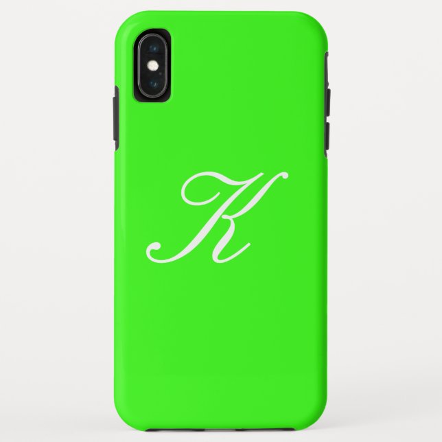 Monogramm-Anfangsgrüner Normallack-Neonhintergrund Case-Mate iPhone Hülle (Rückseite)