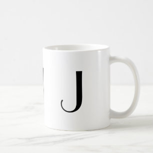 Monogramm Anfangsj schwarze u. weiße moderne Kaffeetasse
