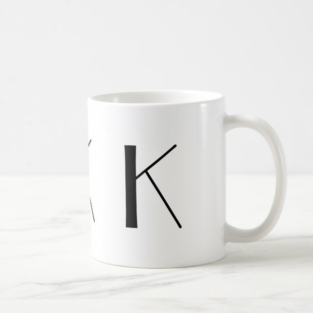 Monogramm Anfangsk schwarze u. weiße moderne Tasse (Rechts)