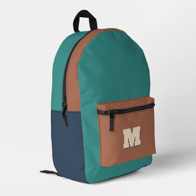 Monogramm-Anfangsmulticolor Bedruckter Rucksack (Rückseitige Ecke links)