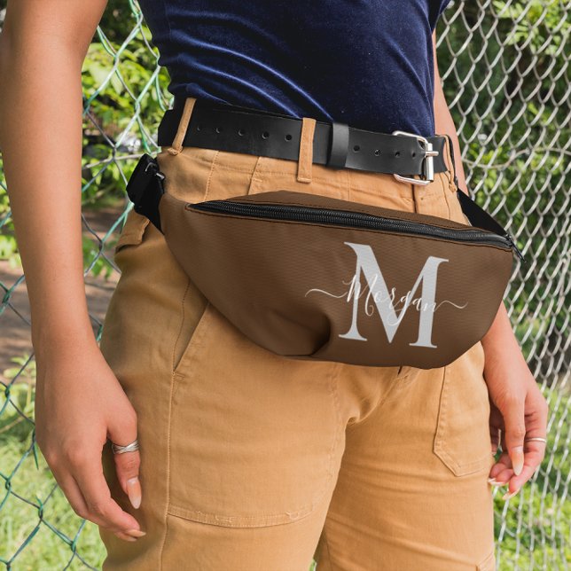 Monogramm Anfangsname braun personalisieren Bauchtasche (Personalize Monogram Initial Name Brown Fanny Pack)