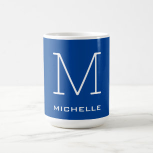 Monogramm Anfangsname Deep Blue Eindeutige Minimal Kaffeetasse