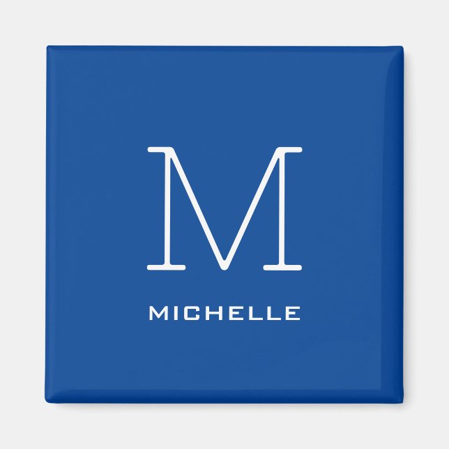 Monogramm Anfangsname Deep Blue Eindeutige Minimal Magnet (Vorne)