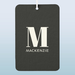 Monogramm Anfangsname Einfach Schwarz und Weiß Autolufterfrischer