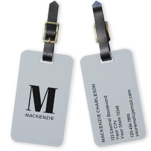 Monogramm Anfangsname Einfaches Pulver Blau Gepäckanhänger