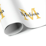 Monogramm Anfangsname Gold Schwarz-weiß Geschenkpapier<br><div class="desc">Entworfen mit Text-Vorlagen für mit Monogramm Initial & Name,  die Sie anpassen können! Sie können auch die Farben nach Ihren Wünschen ändern. Ideal für Geburtstage,  Hochzeiten,  Brautpartys,  Abschlüsse,  Babyduschen und vieles mehr!</div>