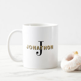 Monogramm Anfangsname Maskuline Text Schwarz Gold Kaffeetasse
