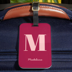 Monogramm Anfangsname Modernes, fett rosa Minimale Gepäckanhänger