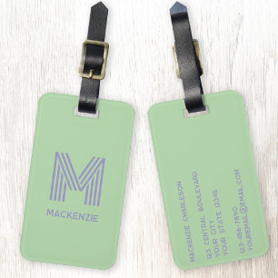 Monogramm Anfangsname Simple Pistachio Lilac Gepäckanhänger