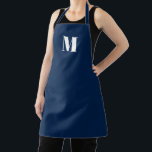 Monogramm Anfangsnavy blau anpassen Schürze<br><div class="desc">Anpassen Monogramm Initial Marine Blue Weiß Schürze Unisex. Erhältlich in vielen Größen. Geeignet für Köche,  Koch,  Keramik,  Keramiken,  Kunsthandwerk,  Küche,  Kochen,  Backen,  Grillen,  Grill,  Geschäfte und Geschäfte etc.</div>