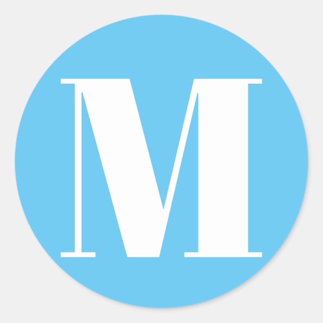 Monogramm Anfangsnummer blau blau leuchten Runder Aufkleber (Vorderseite)