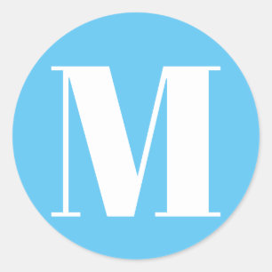 Monogramm Anfangsnummer blau blau leuchten Runder Aufkleber