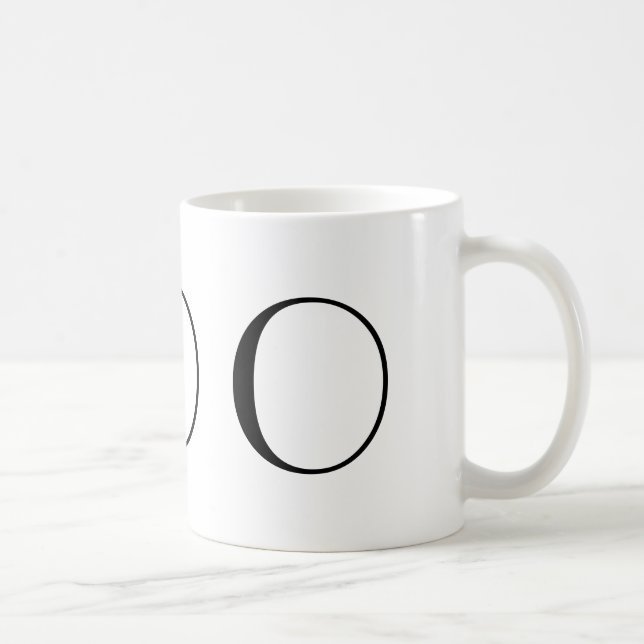 Monogramm Anfangso schwarze u. weiße moderne Tasse (Rechts)