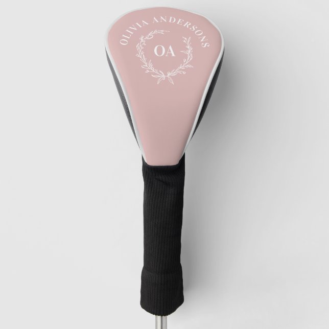 Monogramm Anfangspärchen modern, elegant pink Golf Headcover (Vorderseite)