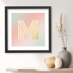 Monogramm Anfangsrosa-Minzgrün Foliendrucke<br><div class="desc">Poster mit dem ersten Monogramm in einem lustigen Retro-Schriftart auf einem rosa und minzgrünen Farbverlauf.</div>