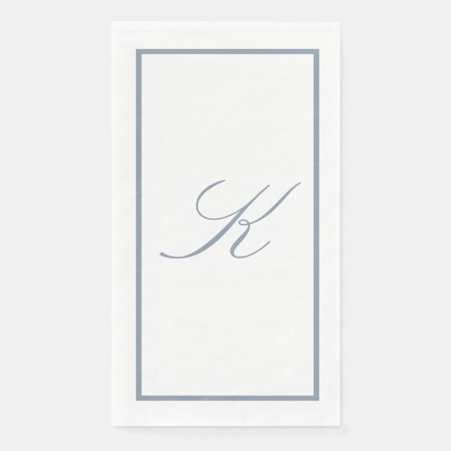 Monogramm Anfangsstaub Blau Hochzeit Brautparty Serviette (Vorderseite)